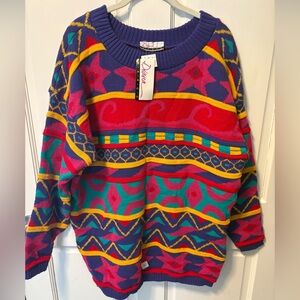 NWT Diana Marco vintage 80s tunic sweater bright acrylic women’s 14 l large new